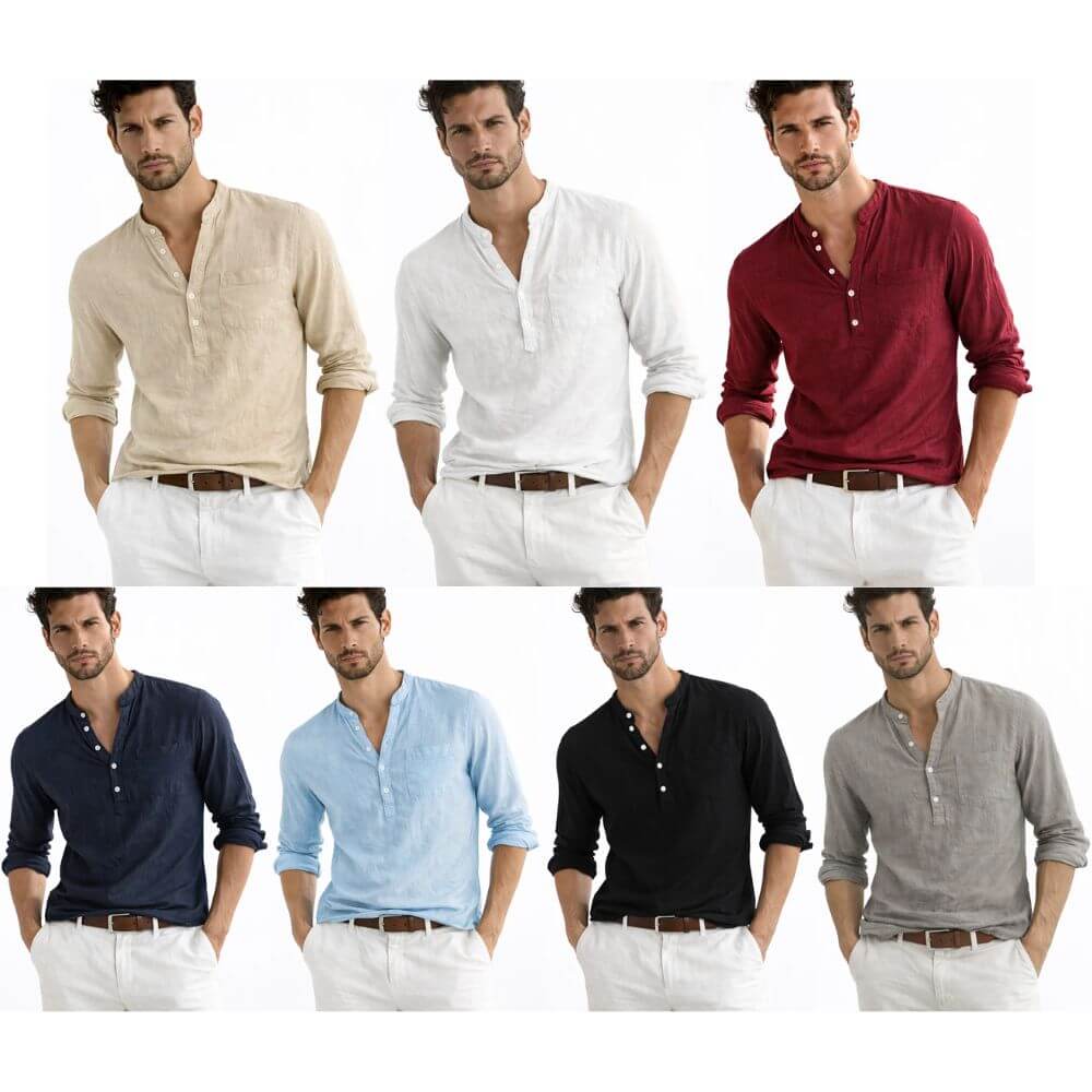 Camisa Masculina em Linho Com Bolso Imbituba