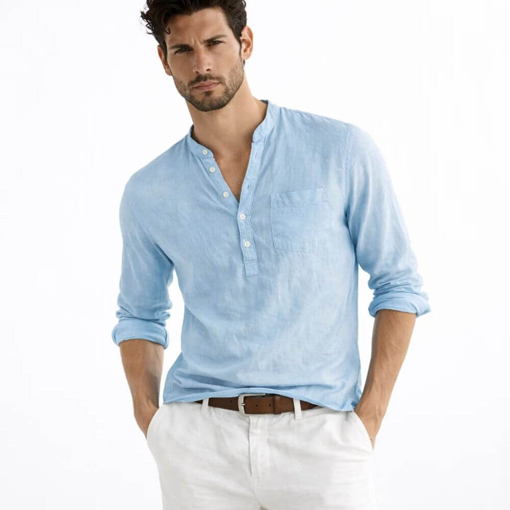 Camisa Masculina em Linho Com Bolso Imbituba