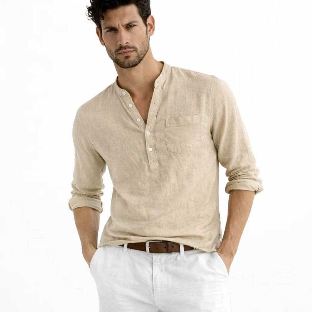 Camisa Masculina em Linho Com Bolso Imbituba