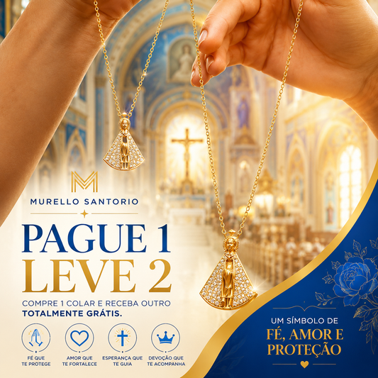 [Pague 1, LEVE 2] Colar Dupla Face Nossa Senhora Aparecida Santorio™