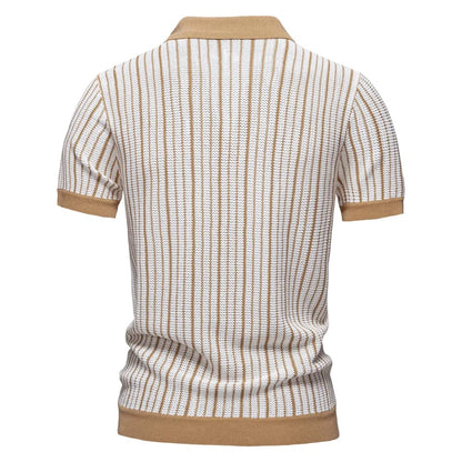 Camisa Polo Masculina de Malha Listrada Vancouver