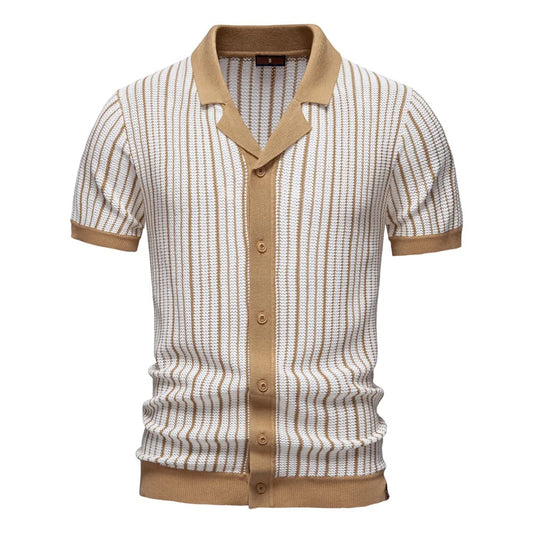 Camisa Polo Masculina de Malha Listrada Vancouver