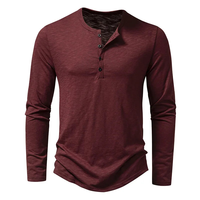 Camiseta Masculina Manga Longa Gola Henley Itajaí