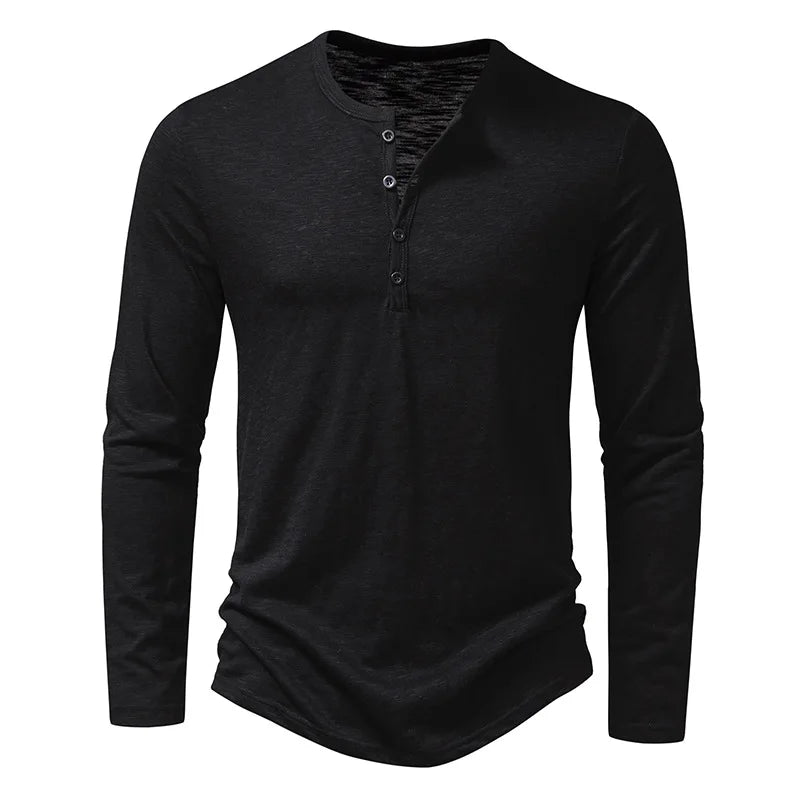 Camiseta Masculina Manga Longa Gola Henley Itajaí