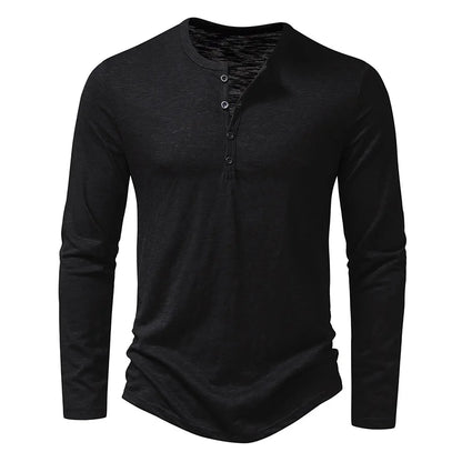 Camiseta Masculina Manga Longa Gola Henley Itajaí