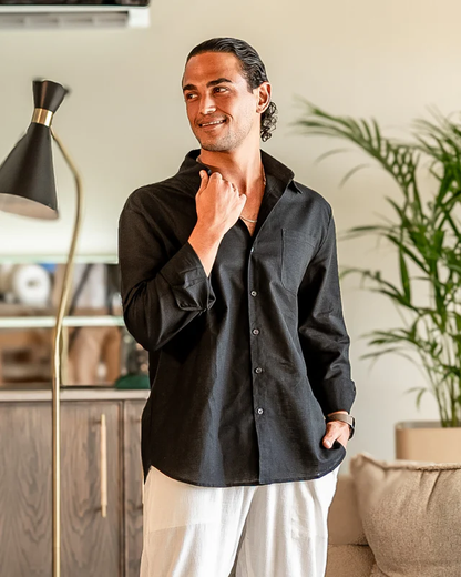Camisa Masculina Puro Linho Mykonos