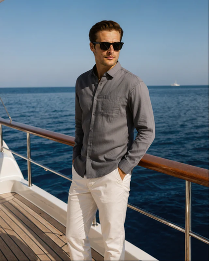 Camisa Masculina Puro Linho Mykonos
