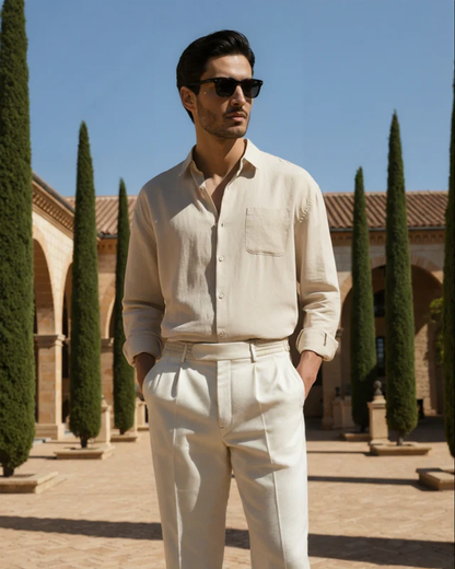 Camisa Masculina Puro Linho Mykonos