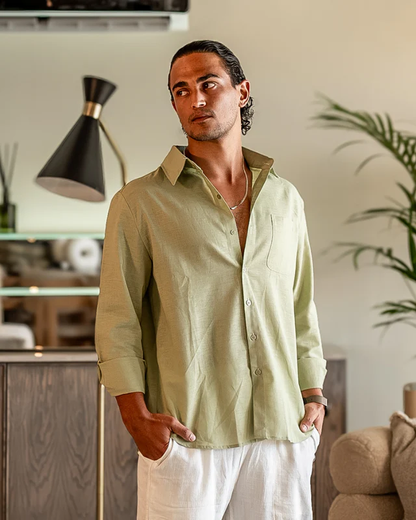 Camisa Masculina Puro Linho Mykonos